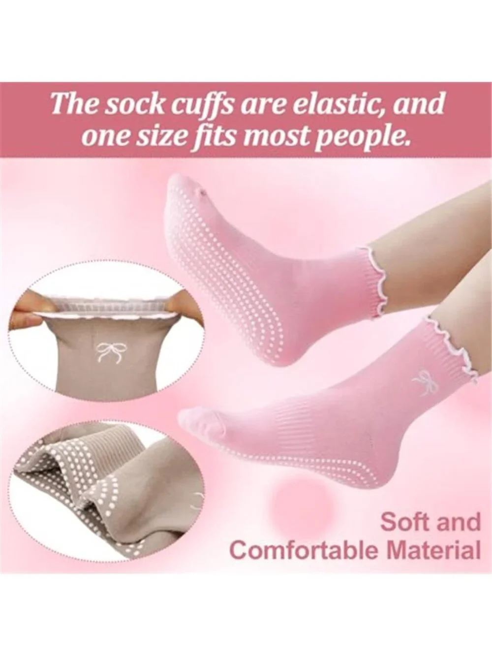 6 Pairs Cute Pilates Socks for Women, Non Slip